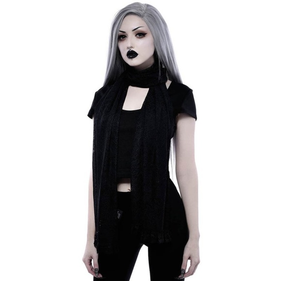1 LEFT! Killstar Lana lace pentagrams scarf - Picture 4 of 5